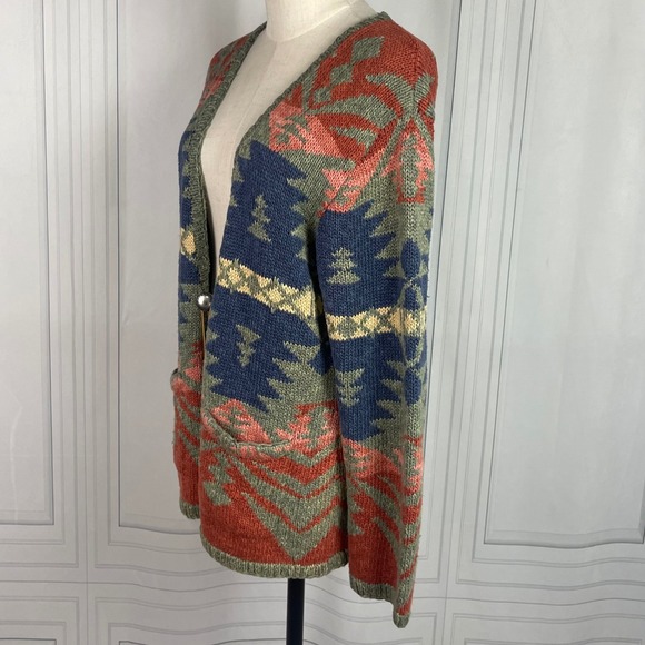 Ralph Lauren RLR-Hand-Knit-Western/Southwestern-Sweater Cardigan-Petite Large - Picture 7 of 16